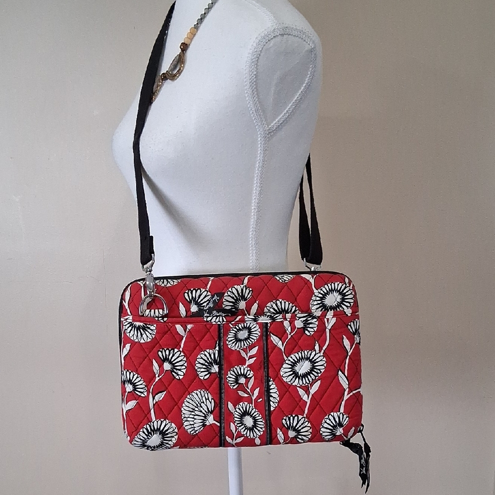Floral Red Quilted Crossbody Ipad Bag